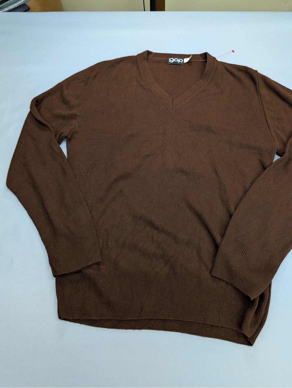 Vintage Gap V-Neck Sweater Men Large Brown Acrylic Knit Top